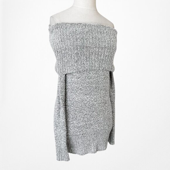 Vintage Y2K Gray Knit Off The Shoulder Long Sleeve Sweater Top Size S - Picture 4 of 6